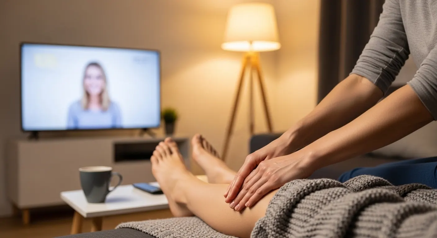 TV 보면서 하는 종아리 마사지 습관